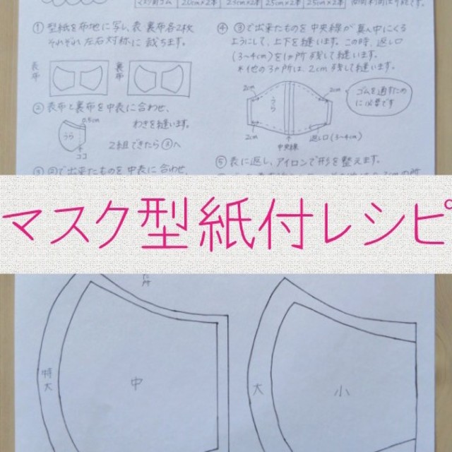 日本酒 マスク / ハンドメイド マスク 型紙付レシピ マスクゴムセットの通販