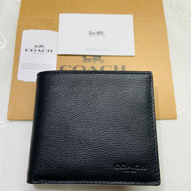 コーチ COACH 財布 折財布 メンズ レザー ブラック