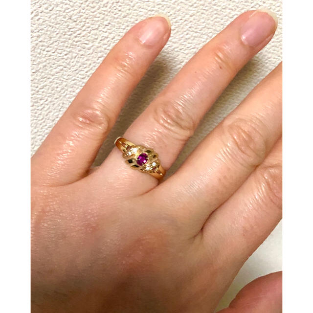 １３１様専用！Ｋ１８天然ルビーデザインリング レディースのアクセサリー(リング(指輪))の商品写真