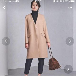 良好品】 ユナイテッドアローズ Vネックノーカラーコート グリーン ...