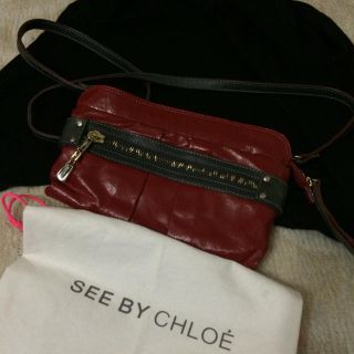 シーバイクロエ(SEE BY CHLOE)のシーバイクロエダークレッドポシェット美品(クラッチバッグ)