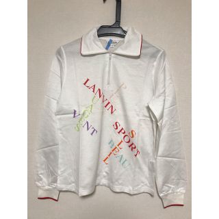 ランバン(LANVIN)のLANVIN SPORT ゴルフ 長袖 白 ポロシャツ 42(ウエア)