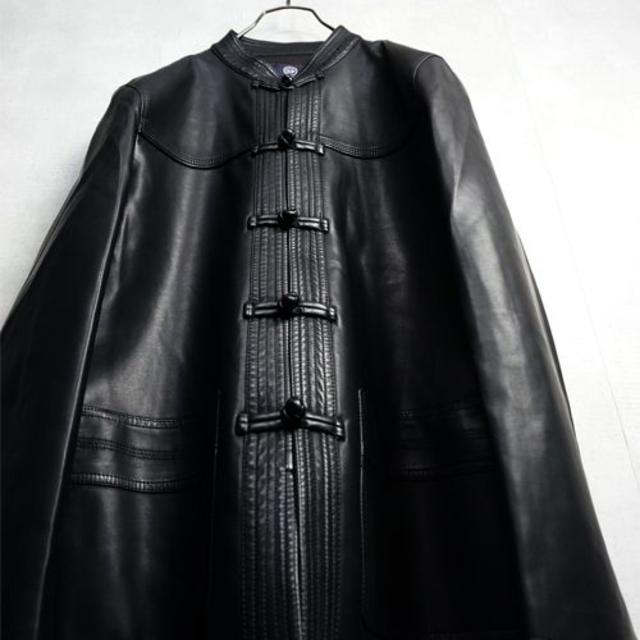 Big size チャイナジャケット ブラック メンズのジャケット/アウター(レザージャケット)の商品写真
