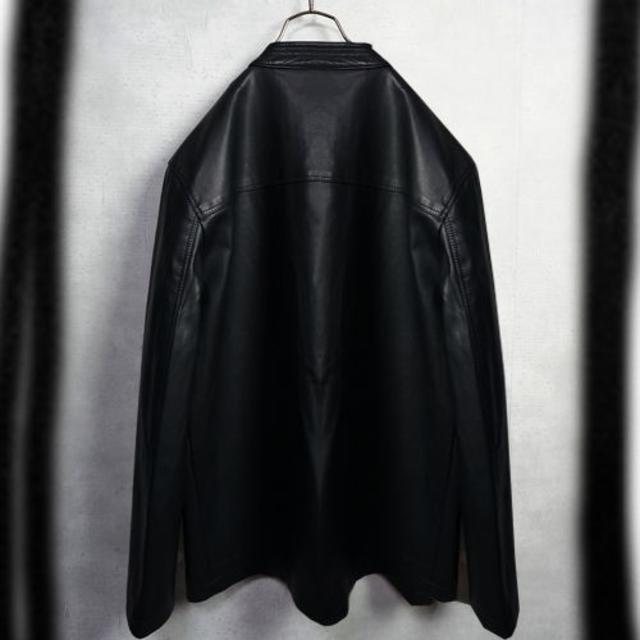 Big size チャイナジャケット ブラック メンズのジャケット/アウター(レザージャケット)の商品写真