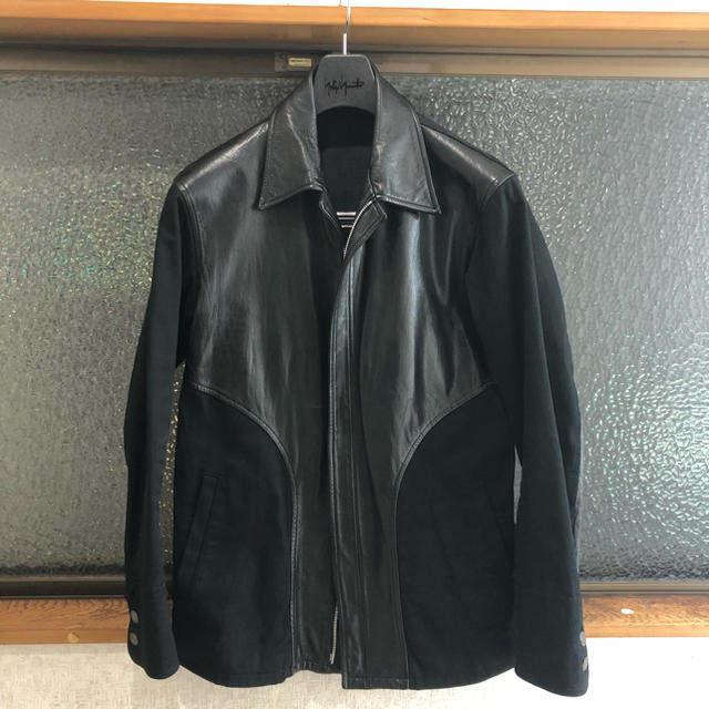 Yohji Yamamoto(ヨウジヤマモト)のyohji yamamoto y's for men コットン切替ライダース メンズのジャケット/アウター(レザージャケット)の商品写真