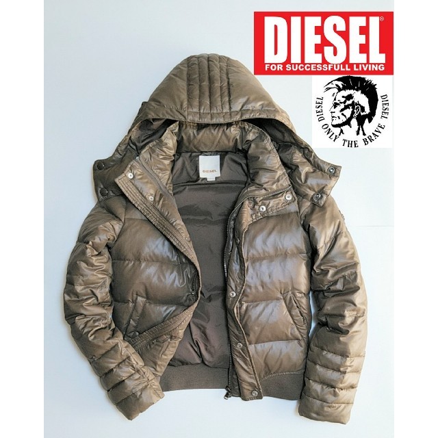 DIESEL ディーゼル ダウンジャケット XS カーキ フード脱着式 メンズ