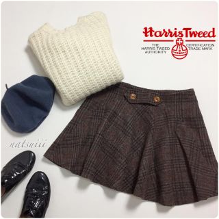 ハリスツイード(Harris Tweed)のpensee × Harris Tweed . ウール チェック スカート(ひざ丈スカート)