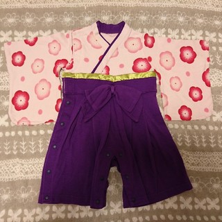 ロンパース 袴 梅 ピンク 紫 着物 ベビー(和服/着物)