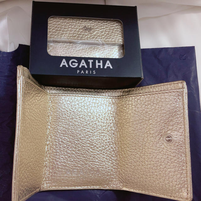 新品agatha ミニウォレット ゴールド牛革ファッション小物