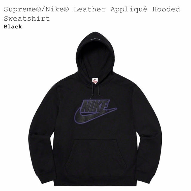 【XL】Leather Appliqué Hooded Sweatshirt
