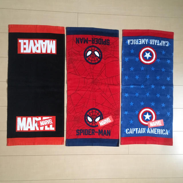 MARVEL(マーベル)の新品  マーベル ロゴ &  スパイダーマン  フェイスタオル  3枚セット インテリア/住まい/日用品の日用品/生活雑貨/旅行(タオル/バス用品)の商品写真