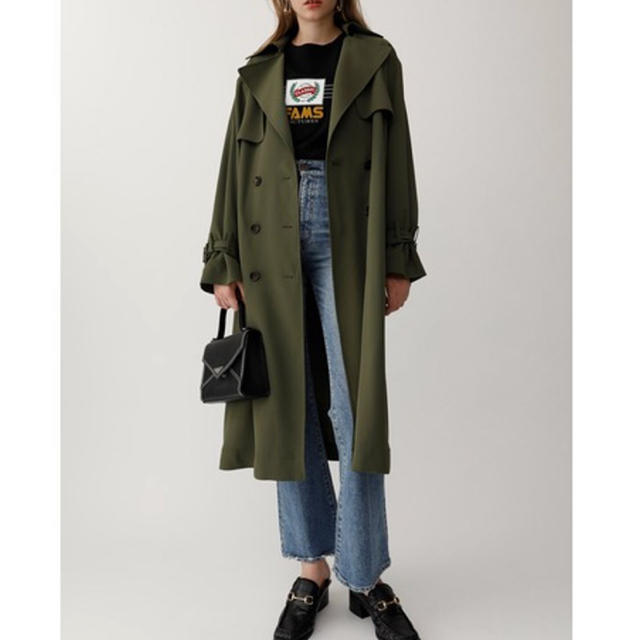 moussy(マウジー)のmoussy カーキ　トレンチコート レディースのジャケット/アウター(トレンチコート)の商品写真