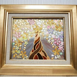 風水開運絵画＊幸せ実りの招財樹　3D 金のなる木　金華　金運　勝負仕事　幸せの木(絵画/タペストリー)