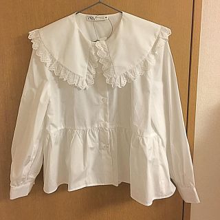 ザラ(ZARA)の【新品】♡ZARA ピーターパン襟付きポプリンブラウス♡(シャツ/ブラウス(長袖/七分))