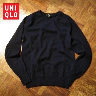 ユニクロ(UNIQLO)の美品UNIQLO✨ユニクロ カシミヤ クルーネック セーター ネイビー サイズS(ニット/セーター)