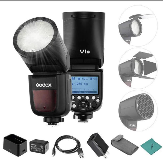 Nikon(ニコン)の【新品未使】値下げ！！Godox V1N フラッシュストロボ スマホ/家電/カメラのカメラ(ストロボ/照明)の商品写真