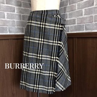 バーバリー(BURBERRY)のBURBERRY ツィード カシミア混 巻きスカート 美品(ひざ丈スカート)