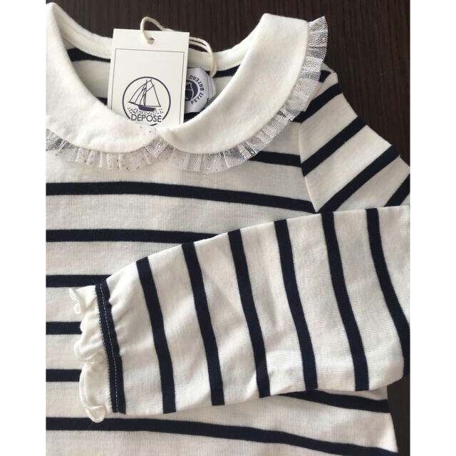 PETIT BATEAU(プチバトー)の【新品】2019AW プチバトー マリニエール衿つきカットソー キッズ/ベビー/マタニティのキッズ服女の子用(90cm~)(Tシャツ/カットソー)の商品写真