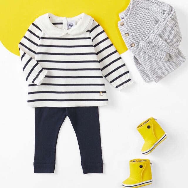 PETIT BATEAU(プチバトー)の【新品】2019AW プチバトー マリニエール衿つきカットソー キッズ/ベビー/マタニティのキッズ服女の子用(90cm~)(Tシャツ/カットソー)の商品写真