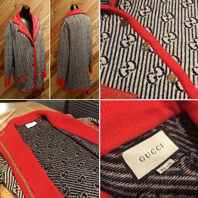 Gucci(グッチ)の新品同様 グッチ 2019 グリッター ジャケット GG柄 赤 金 黒 レディースのジャケット/アウター(テーラードジャケット)の商品写真