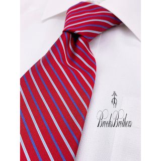 ブルックスブラザース(Brooks Brothers)の㊶美品 BROOKS BROTHERS ストライプ柄 高級ネクタイ レッド系(ネクタイ)