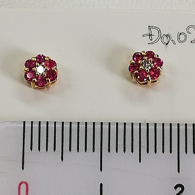 K18 18金ルビー/ダイアモンドピアス