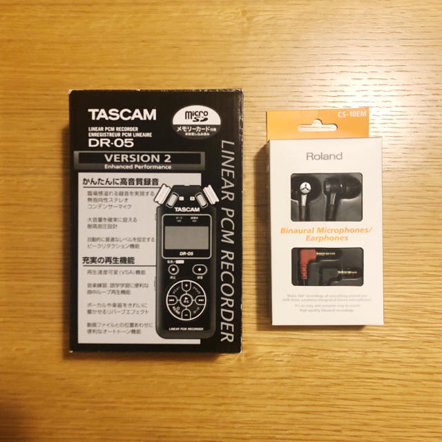 TASCAM DR05 ICレコーダー & CS 10EM バイノーラルイヤホン