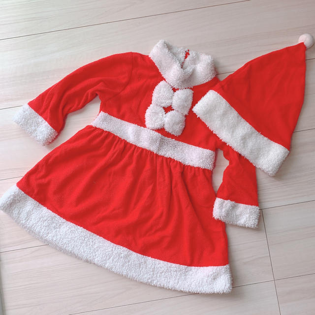 サンタコスプレ クリスマス80 女の子 ワンピース キッズ/ベビー/マタニティのベビー服(~85cm)(ワンピース)の商品写真