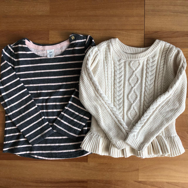 GAP Kids(ギャップキッズ)のGAP カットソー ケーブルセーター 2枚セット キッズ/ベビー/マタニティのキッズ服女の子用(90cm~)(ニット)の商品写真