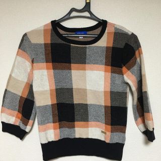 バーバリーブルーレーベル(BURBERRY BLUE LABEL)のブルーレーベルクレストブリッジ　8分袖ニット　38 Ｍサイズ(ニット/セーター)