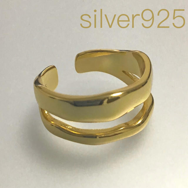 オープンリング silver925 指輪　リング　メンズ　フリーサイズ　ゴールド メンズのアクセサリー(リング(指輪))の商品写真