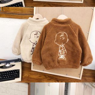 ザラキッズ(ZARA KIDS)のチャーリーブラウン  ボアパーカー　ボアトレーナー　韓国子供服　新品未使用　90(トレーナー)