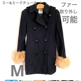 ミーアンドミークチュール(me & me couture)のme ミーアンドミークチュール　ピーコート　コート　ファー　M ブラック　黒　　(ピーコート)