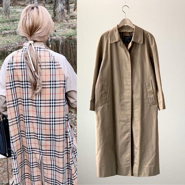 英国製 90s Burberry バーバリー ノバチェック ステンカラー コート-
