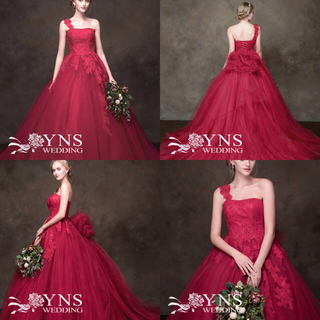 YNS 赤のウェディングドレス SL19319-3(ウェディングドレス)