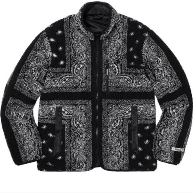 Supreme Bandana Fleece Jacket Black S 黒