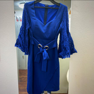 キャバ　ドレス　ミニドレス　ワンピ　ブルー(ナイトドレス)