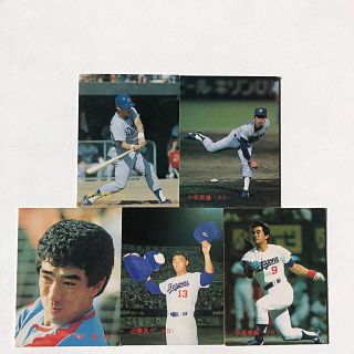 チュウニチドラゴンズ(中日ドラゴンズ)の中日1987年【カルビープロ野球チップス】落合、小松、平野、近藤、中尾ドラゴンズ(スポーツ選手)