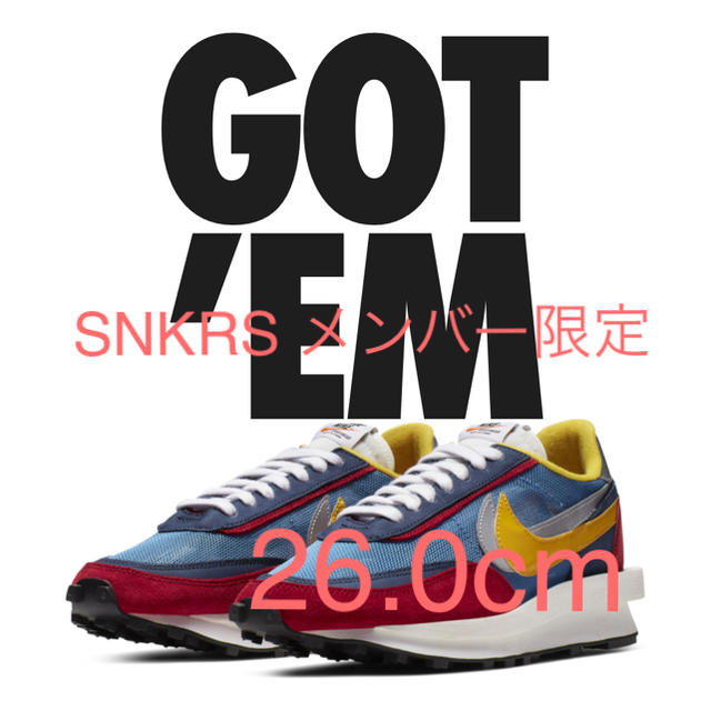 nike sacai ld waffle blue 26.0スニーカー