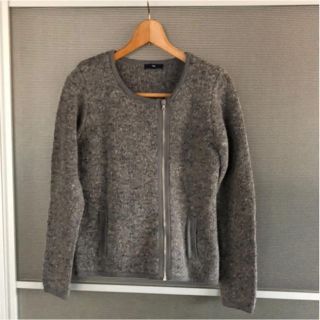 ギャップ(GAP)の新品 GAP ニット アルパカ入り ジャケット グレー値下げ(ノーカラージャケット)