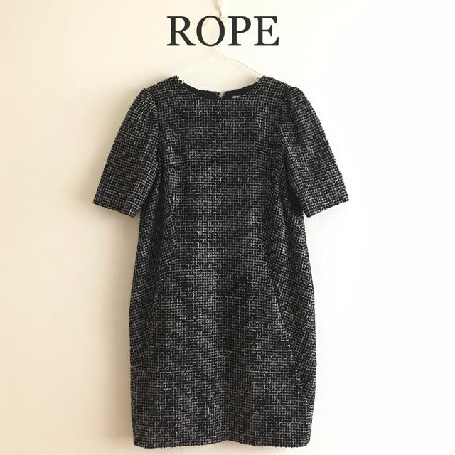 ROPE’(ロペ)の美品☆ロペ 半袖ウールツイードワンピース通勤仕事 M秋冬 上品レディース レディースのワンピース(ひざ丈ワンピース)の商品写真