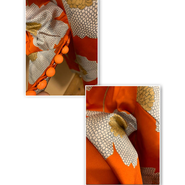 used オレンジに大花柄♡昭和レトロワンピース♡vintageワンピース レディースのワンピース(ミニワンピース)の商品写真
