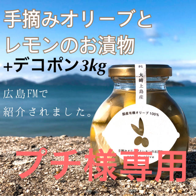 【プチ様専用】手摘みオリーブとレモンのお漬物 2本セット+デコポン3kg 食品/飲料/酒の加工食品(漬物)の商品写真