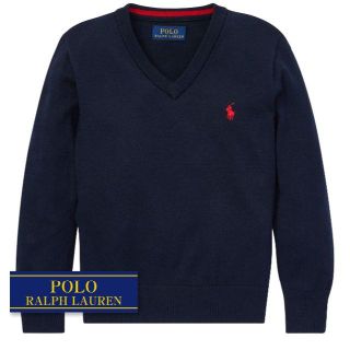 ラルフローレン(Ralph Lauren)の☆新品☆130 ラルフローレン Vネックセーター ネイビー 1188(ニット)