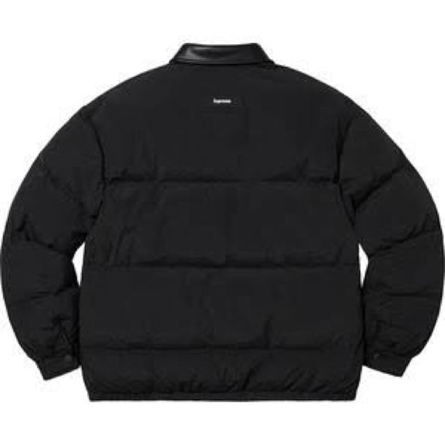 Supreme(シュプリーム)のM 黒 supreme leather collar puffy jacket メンズのジャケット/アウター(ダウンジャケット)の商品写真