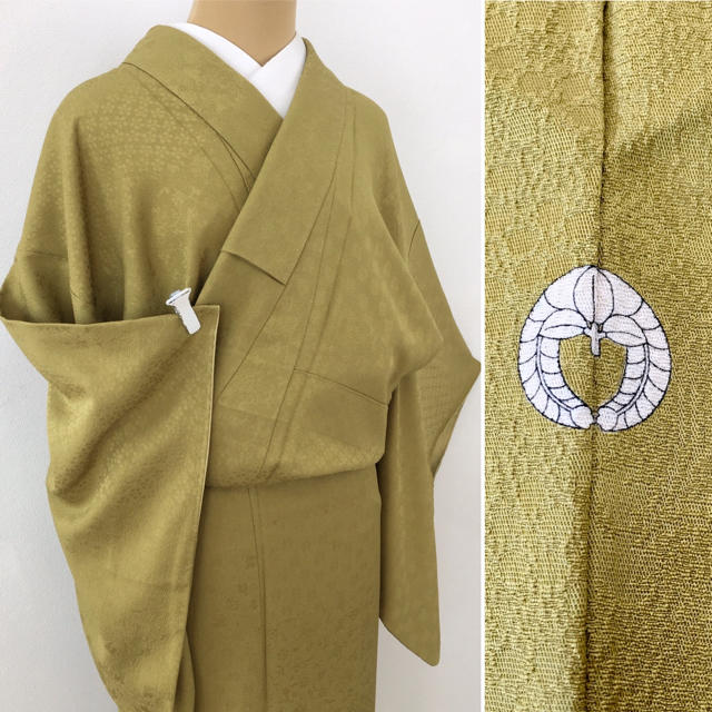人気の福袋 ラウンド 正絹【花唐草】 一つ紋 暈し 訪問着 袷b535 着物