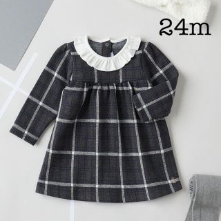 プチバトー(PETIT BATEAU)の新品未使用 プチバトー 24m グレーチェックワンピース(ワンピース)