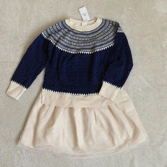 babyGAP(ベビーギャップ)の新品　babyGap ドッキングニットチュールワンピース キッズ/ベビー/マタニティのキッズ服女の子用(90cm~)(ワンピース)の商品写真