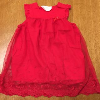 エイチアンドエム(H&M)のH&M 4-6M レース刺繍チュールワンピース　(ワンピース)