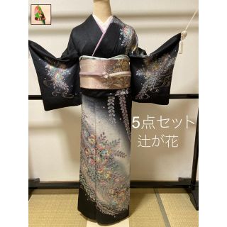 逸品！　【辻が花】絞り　金彩　たたき染　訪問着　5点セット(着物)